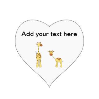 Adult and Baby Giraffe. Cartoon Stickers