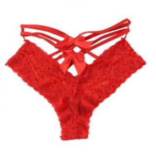 Zehui Lingerie Lace Bow knot Briefs Underwear Panties Sexy Ladies Knickers Red at  Womens Clothing store