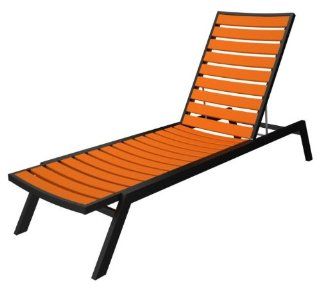 78.25" Recycled Earth Friendly Chaise Lounge Chair   Orange w/ Black Frame : Patio Lounge Chairs : Patio, Lawn & Garden