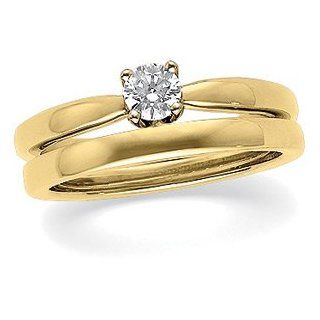 1/2 CT 14K Yellow Gold/White Gold Two Tone Round 4 Prong Medium Height Solstice Solitaire Jewelry