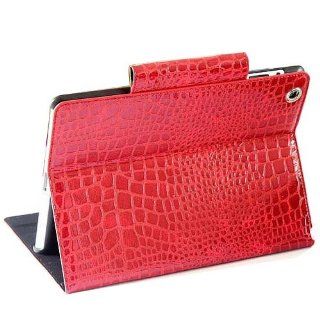 Generic Notebook Design Magnetic Smart Cover Crocodile Grain Leather Case for ipad 2/3/4  Red: Cell Phones & Accessories
