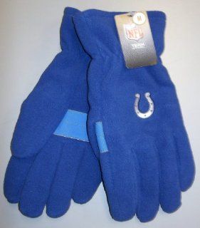 NFL Indianapolis Colts Royal Blue Embroidered Logo Fleece Gloves Size: Medium : Sports Fan Apparel : Sports & Outdoors