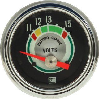 Stewart Warner 375T Green Line 2 1/16" Voltmeter Gauge: Automotive