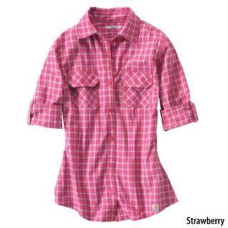 Carhartt Womens Roll Up Sleeve Plaid Poplin Shirt (Style# WS013) 452319