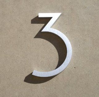 Modern House Number Aluminum Contemporary Font Number Three "3" 6 inch : Address Plaques : Patio, Lawn & Garden