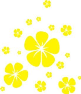 WANDTATTOO gelb w191 Hibiskus, Retro Wandaufkleber in 3 Gren, 96x82 cm: Küche & Haushalt
