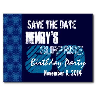80th Surprise Birthday Save the Date Blue Pattern Postcard