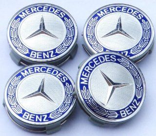 VR Mercedes Benz NABENKAPPEN FELGENDECKEL Chrom und Blau A C E S CLASS SL SLK ML GL CL CLK: Auto