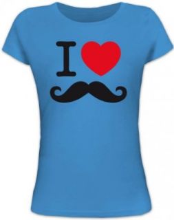Shirtstreet24, I LOVE SCHNURRBART, Moustache Mustache Lady / Girlie T Shirt Fun Shirt Funshirt: Bekleidung