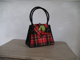 grace handbag red tartan wool by hope and benson