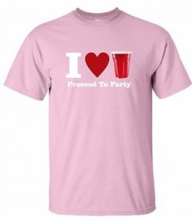 Adult Pink Red Solo Cup Proceed to Party T shirt   3XL: Clothing