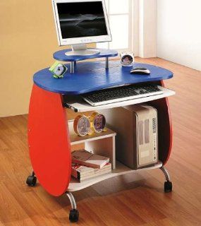 Myhomeoffice24 Kinder Computertisch Schreibtisch in rot/blau Pc19: Küche & Haushalt
