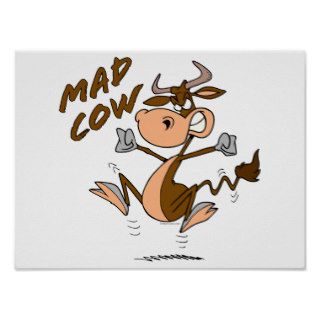 funny mad cow cartoon character posters