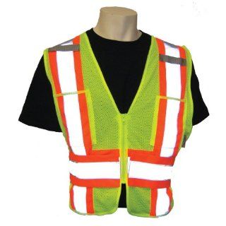 Global Glove GLO 002ADJ FrogWear Class 2 Side Adjustment Safety Vest with 3M Scotchlite Reflective, Fits Medium to Extra Large, Lime (Case of 50)
