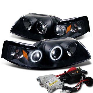High Performance Xenon HID Ford Mustang CCFL Projector Headlights with Premium Ballast   Black with 8000K Crystal Blue HID Automotive