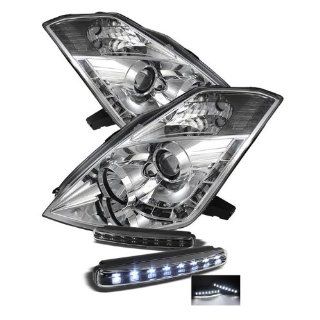 Nissan 350Z ( HID Version ) DRL LED Chrome Projector Headlights: Automotive