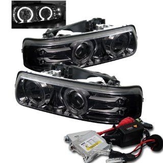 High Performance Xenon HID Chevy Silverado 1500/2500 / Chevy Silverado 3500 / Chevy Suburban 1500/2500 / Chevy Tahoe Halo LED ( Replaceable LEDs ) Projector Headlights with Premium Ballast   Smoke with 8000K Crystal Blue HID: Automotive