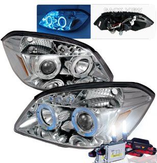 High Performance Xenon HID Chevy Cobalt Halo LED Projector Headlights with Premium Ballast (Chrome Housing w/ Clear Lens & 6000K HID Lighting Output) Automotive