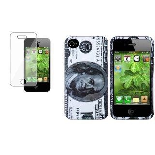 CommonByte Hundred Dollar Rubber Hard Skin Case Cover + LCD Guard For iPhone 4 4G Gen 4S: Cell Phones & Accessories
