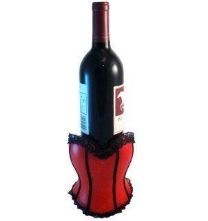 Wild Eye Red w/ Black Lace Corset Wine Bottle Holder: Kitchen & Dining