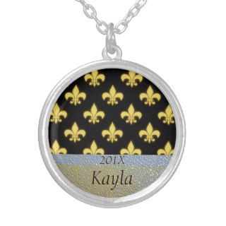 Personalized Fleur de Lis Black Gold Mardi Gras Custom Jewelry