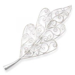 MMA Silver   Wire Leaf Fashion Pin: Brooches And Pins: Jewelry