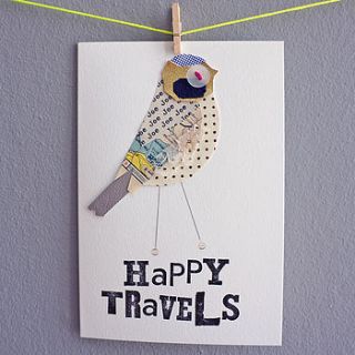 personalised 'happy travels' birdie card by pratt factory