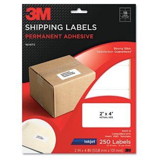 3M Products   3M   Permanent Adhesive White Mailing Labels For Inkjet Printers, 2 x 4, 250/Pack   Sold As 1 Pack   Provide a quick and easy way to address letters, packages and more.   Strong permanent adhesive keeps label securely in place.   For use with