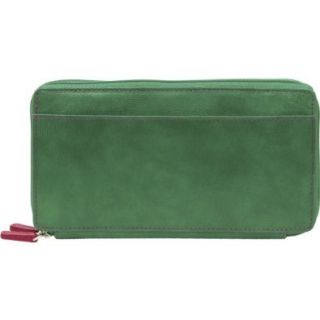 TUSK LTD Paradise Double Zip Clutch Checkbook Wallet (Emerald/Bright Pink): Clothing