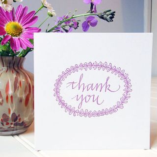 letterpress calligraphy 'thank you' card by wild ink