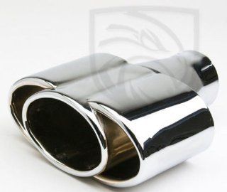 Exhaust Muffler Tip Custom Triple Fused Oval Rolled Inward Design 2.5" Inlet / ID, 7.75X3.25" Outer Dimension / OD, Red Tail Performance #RTP 041: Automotive