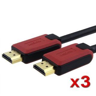 eForCity 3 pack 3 Feet Hi Speed 1.4 HDMI Cable Ethernet+3D 1080p Gold M/M Compatible with HDTV / Plasma / LCD / PS3 / DVD Players / Cable Boxes: Electronics