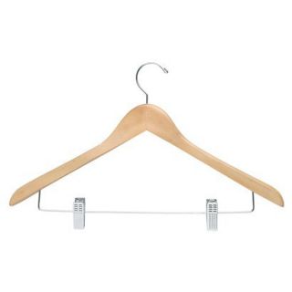 Basic Suit Hanger with Clips   Maple (12pk)