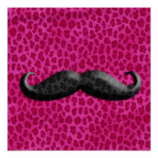 Hipster Girly Pink Cheetah Print And Mustache