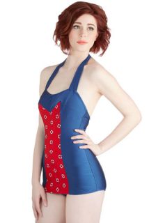 And Then Sun One Piece Swimsuit in Lifesaver  Mod Retro Vintage Bathing Suits