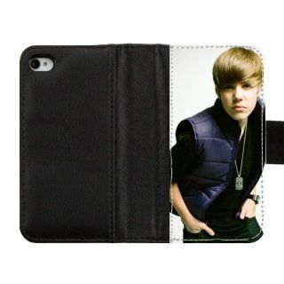 Customize Super Star Handsome Well known Charming Boy Justin Bieber Diary Leather Cover Case for IPhone 4,4S High fabric cloth, hard plastic case and leather cover: Cell Phones & Accessories