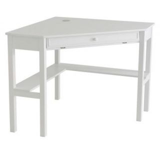 Lawrence Corner Desk with Keyboard Drawer   White Finish —