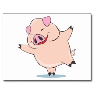 Joyful Dancing Pig Postcard