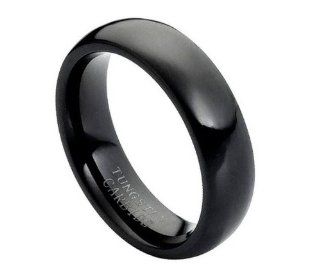 Mens Rings for Less M 088   Black Tungsten Wedding Band Size 10: Jewelry
