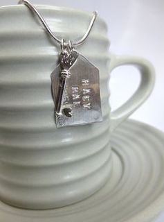 silver key and tag charm by honeybourne jewellery