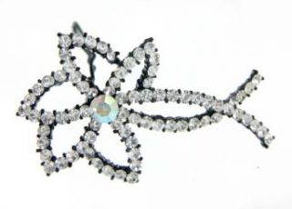 Rose Bow Crystal Jeweled Hair Pin: Clothing