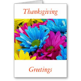 Happy Thanksgiving with bright colored daisies Cards