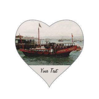 Golden Dragon Ferry Hong Kong Heart Shape Sticker