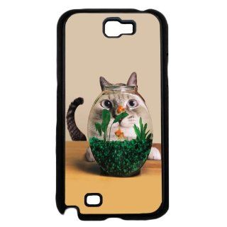 Animal Cat Looking At Fish Bowl Cute Funny Samsung Galaxy Note II 2 N7100 Phone Case Rare 