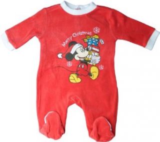 Disney Micky Maus Pyjama / Schlafanzug / Strampler   Merry Christmas Micky   Rot/Wei Bekleidung