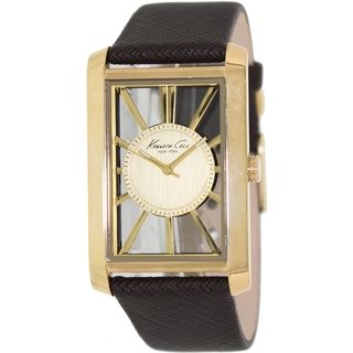 Kenneth Cole Men's Brown Leather Quartz Watch with Gold Dial Kenneth Cole Men's Kenneth Cole Watches