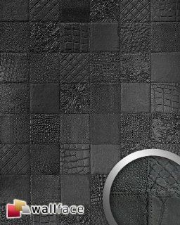 WallFace 15031 COLLAGE Wandpaneel Luxus 3D Leder Blickfang Dekor selbstklebende Tapete Wandverkleidung schwarz  2,61 qm: Küche & Haushalt
