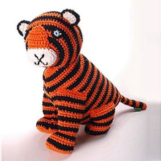 handmade crochet tiger toy by auntie mims