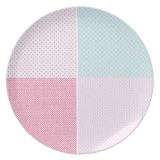 Cute Girly Baby Pink Blue Vintage Polka Dots Plates