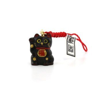 Manekineko Strap, Anhnger fr Handy, Winkekatze, schwarz F 237bk: Spielzeug